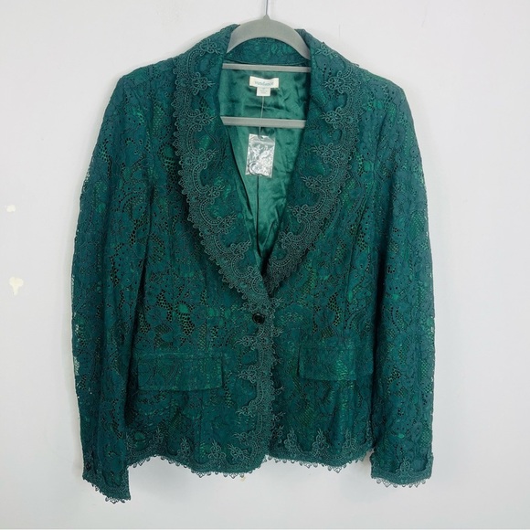 Sundance Size Medium NEW Lace Green Single Button Fitted Blazer HC - Picture 1 of 7